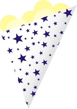 Popieriniai kūgio formos maišeliai, mėlynos žvaigždutės (25 vnt.)